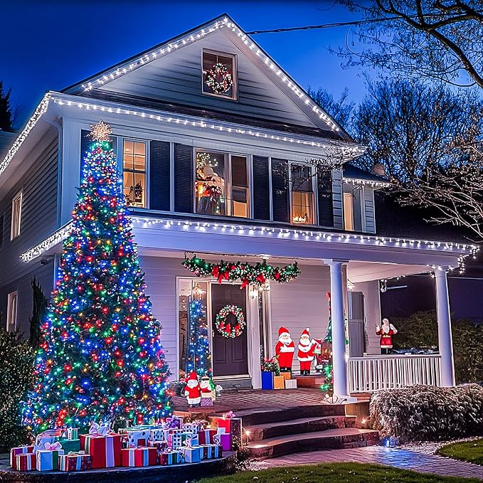JMEXSUSS Christmas Lights, 600 LED 168FT Color Changing String Lights | White & Multicolor String Lights Indoor Outdoor Waterproof with Remote, 11 Modes, Timer, for Xmas Décor, Clear Wire