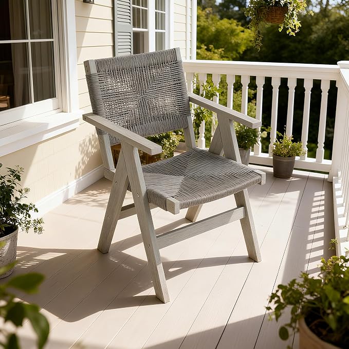 Patio Outdoor Chair, Dining Chair, Durable HIPS Material, Ergonomic Design, Mesh Chair for Patio, Gardens, Pool, Camping ect.(Light Gray)