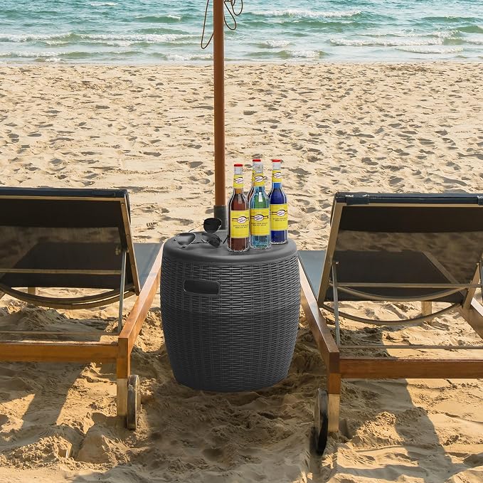 EasyUp Outdoor Cooler Side Table – 17 Inch Resin Cooler Bar Table for Wine, Champagne, and Beverages – Elegant Party, Kitchen, and Home Cool Bar (16.73 x 16.73 x 17.32 Inches, 8.16 lbs) (Black)