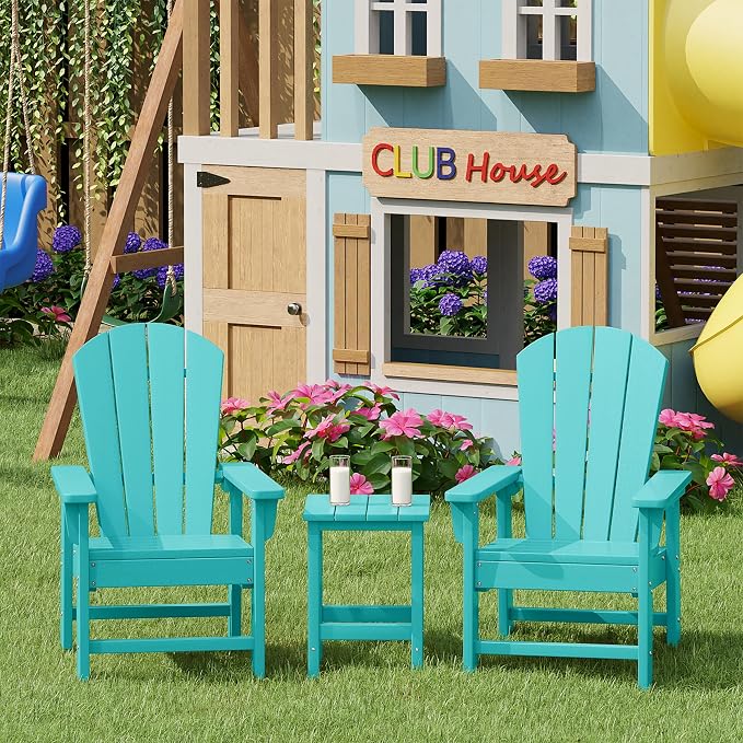 Costaelm Kids Outdoor End Table, Small Patio Table, Outdoor Side Table Porch Table Adirondack Patio Side Table for Outside, Pool, Porch, Garden, Turquoise