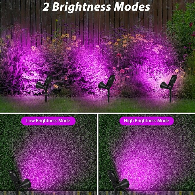 T-SUN Purple Solar Spot Lights Outdoor, Solar Black Lights Outdoor,1 Pack | 4 LEDs, 2 Lighting Modes, IP65 Waterproof Dusk to Dawn Solar Lights for Tree, Patio, Yard, Garden, Driveway, Halloween