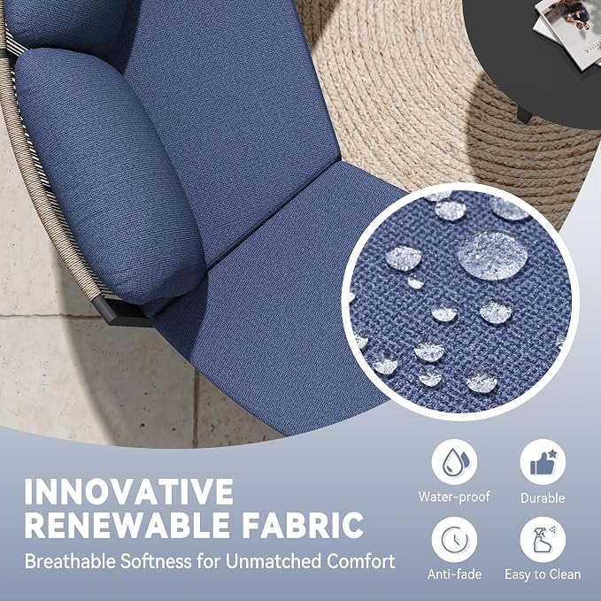 Crestlive Curved Patio Furniture Set, Modular Half Moon 4-Seater Sofa with Round Coffee Table, Aluminum Outdoor Sectional with 4.3" Cushions, All-Weather Couch for Backyard, Deck, Porch, Poolside