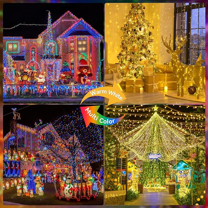 403FT 1000 LED Christmas Lights Outdoor, Color Changing String Lights with 11 Modes and Timer Memory Function for Xmas Tree Wedding Party Holiday Decor (Warm White to Multicolor)
