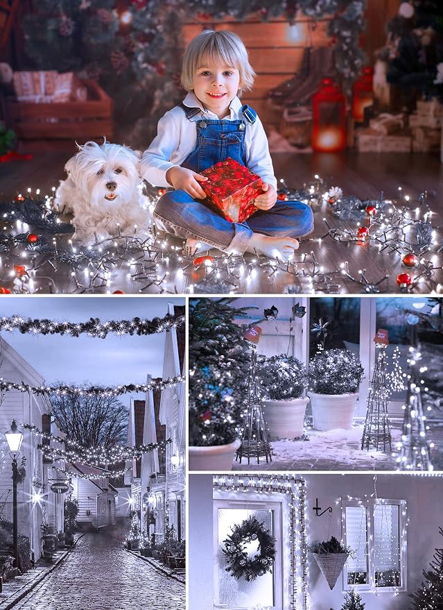 Solar String Lights Outdoor, 2 Pack Total 80FT 200 LED Solar Outdoor Lights | Solar Fairy Lights with 8 Lighting Modes, Waterproof Solar Lights for Outside Tree Garden Balcony Gazebo Party, Warm White