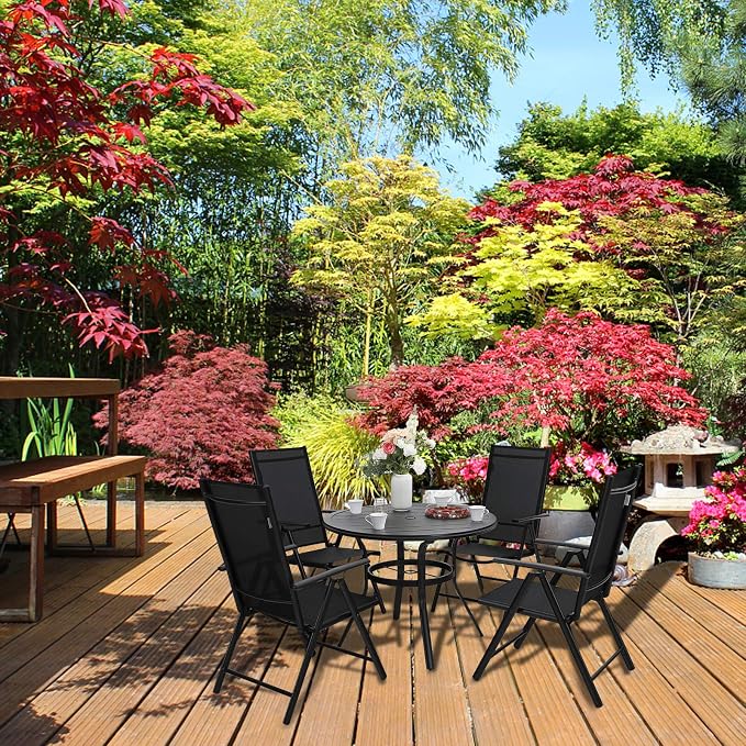 Sophia & William Outdoor Patio Dining Table Round 37.8”Dia x28.7”H, Modern Outdoor Metal Furniture with 1.97” Umbrella Hole for Poolside Porch Patio Garden Lawn Balcony Backyard and Indoor