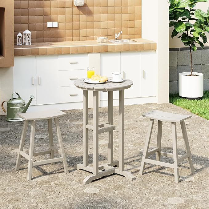 Costaelm Outdoor Bar Table, 37" Counter Height Round Patio Cocktail Bar Table, Patio Bar Table Bistro Dining Table Pub Table for Front Porch Deck, Backyard, Garden, Sand
