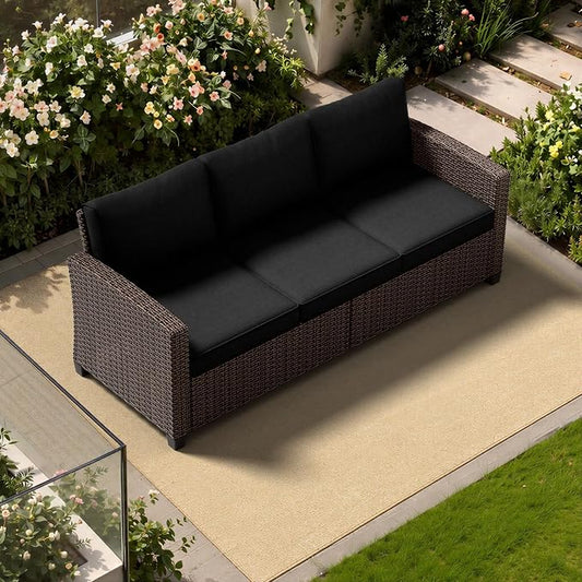 Patio Furniture Set - All-Weather - 1 Piece Wicker Outdoor Patio Conversation Set, Modular Rattan Sectional Sofa for Backyard, Garden, Patio, Poolside