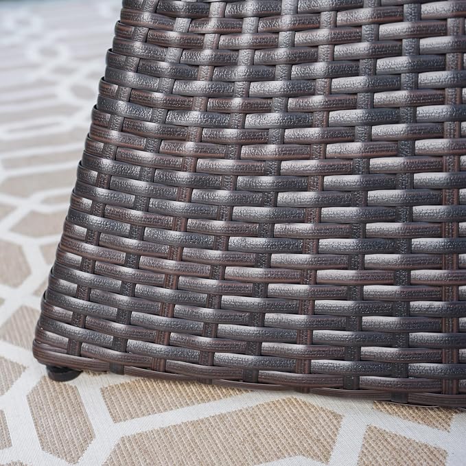 Outdoor Wicker End Table, Brown