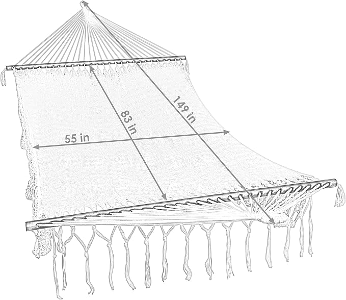 Sunnydaze Deluxe Handwoven American Style Cotton Hammock -770-Pound Weight Capacity - Blue