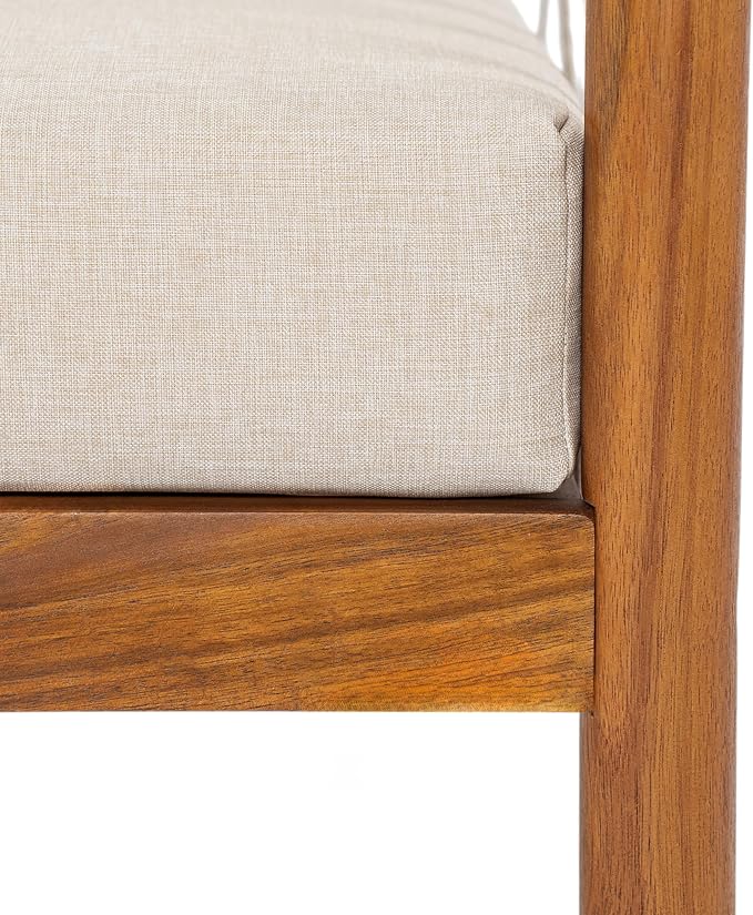 Christopher Knight Home Haven Acacia Wood Outdoor Loveseat and Coffee Table Set, 2 Piece Patio Furniture Set with Water-Repellent Cushion, Solid Wood Outdoor Conversation Set, Beige+Teak