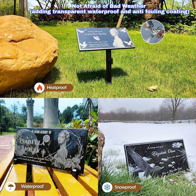 Human Memorial Stones Personalized, Grave Markers, Memorial Plaque Outdoors, Headstones for Graves, Granite Grave Stone, Grave Decorations for Cemetery