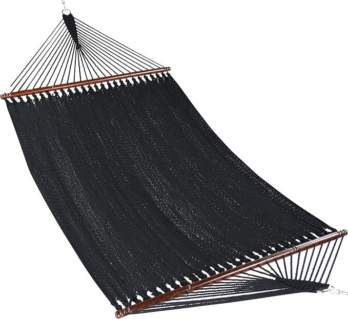 Jumbo Caribbean Hammock and Metal Tribeam Stand (Black)