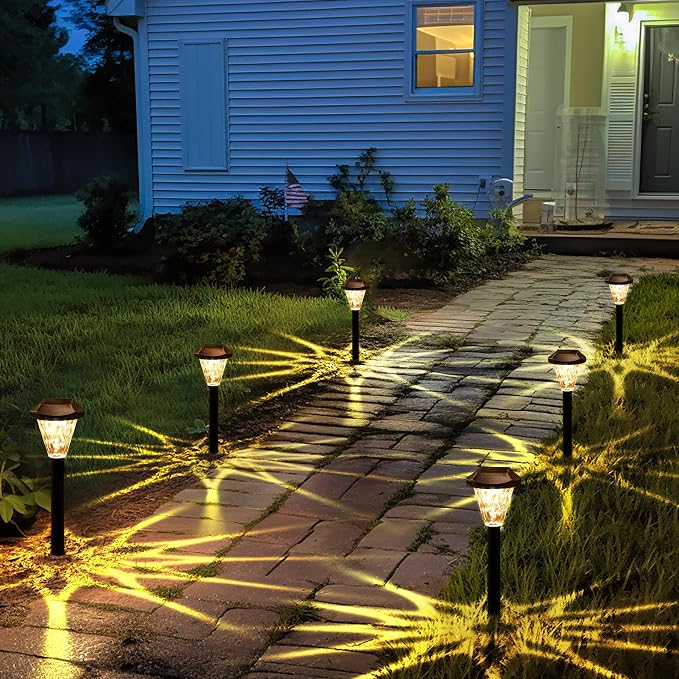 GIGALUMI 16 Pack Solar Lights Outdoor Waterproof, Solar Garden Lights | Outdoor Solar Lights for Yard, Yard Decorations Outdoor for Pathway, Patio, Garden, Driveway, Lawn, and Landscape(Warm White)