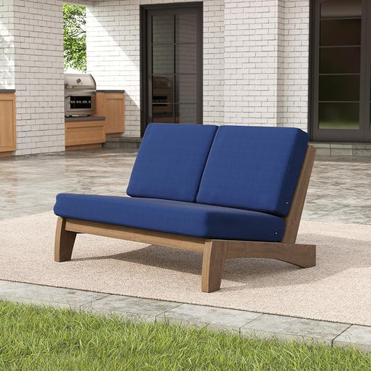 Pia Ricoo 1-Piece Patio Furniture Set, Outdoor Loveseat with 4.5-Inch Thick Cushions, All-Weather Outdoor Sofa for Backyard, Deck, Lawn - Navy (Split Back)