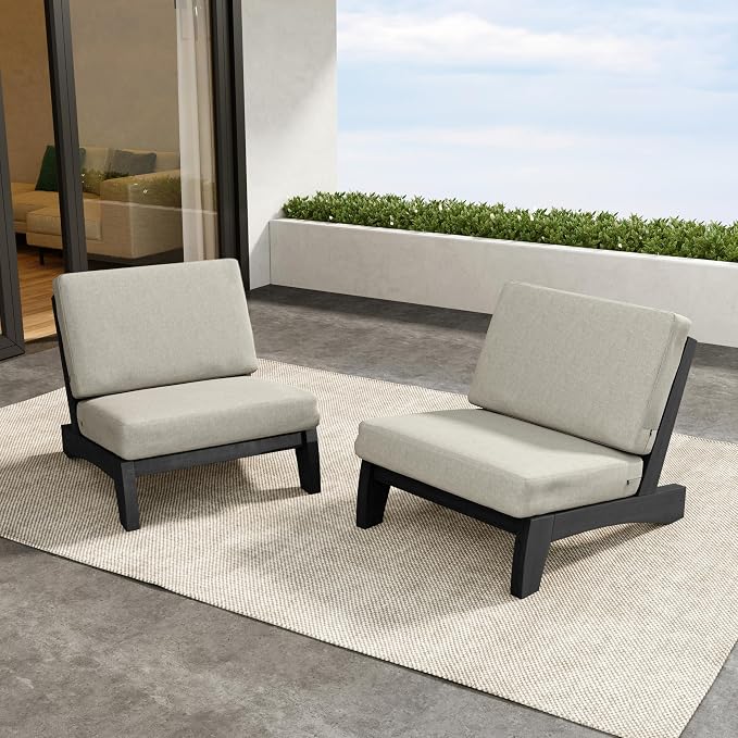 2 Pieces Patio Furniture Sets, All-Weather Outdoor Wood Bistro Set Patio Conversation Chiarsfor Balcony, Backyard
