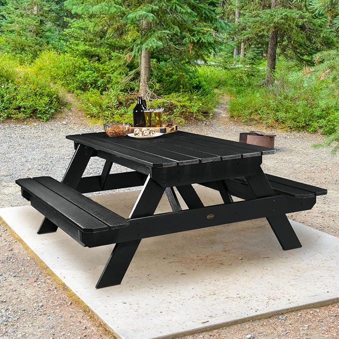Highwood Professional Commercial Grade National Picnic Table, Black