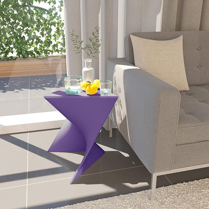 LeisureMod Modern Purple Accent Side Table - Stylish Side Vanity Table for Bedroom & Living Room