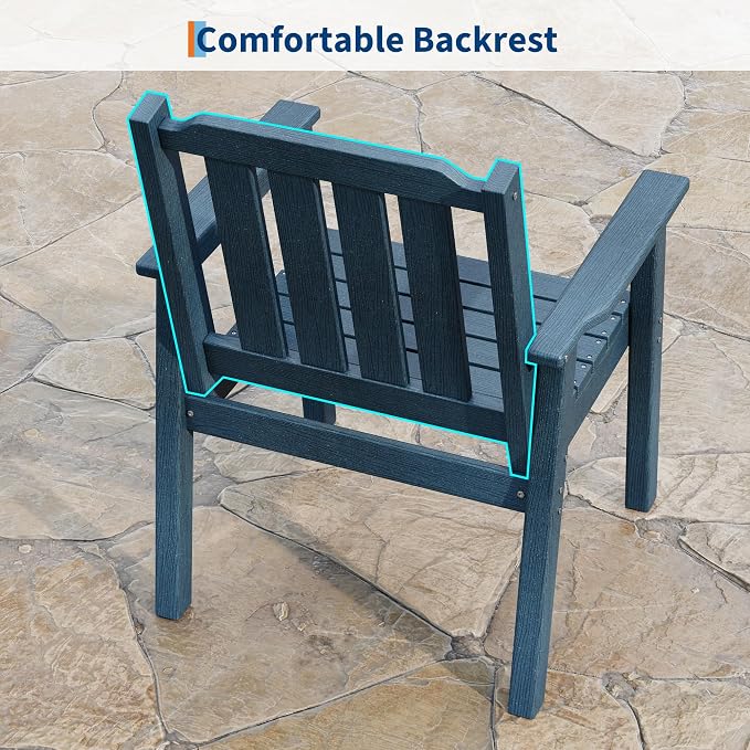 GAOMON Outdoor Patio Dining Chairs Set of 4, All-Weather HDPE Garden Dining Chairs with Armrests, Wide Seat and Sturdy Frame,Waterproof Design, for Garden, Backyard, Deck, Navy Blue