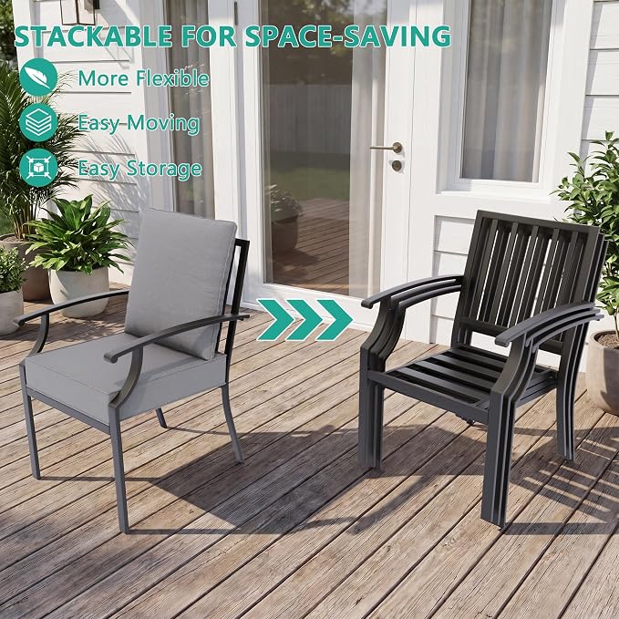 Gotland 9 Piece Outdoor Dining Table and Chairs for 8 with 14Ft Double-Sided Umbrella, Rectangular Patio Dining Table with Umbrella Hole with 2 Swivel Rocking Dining Chairs Outdoor Patio Set