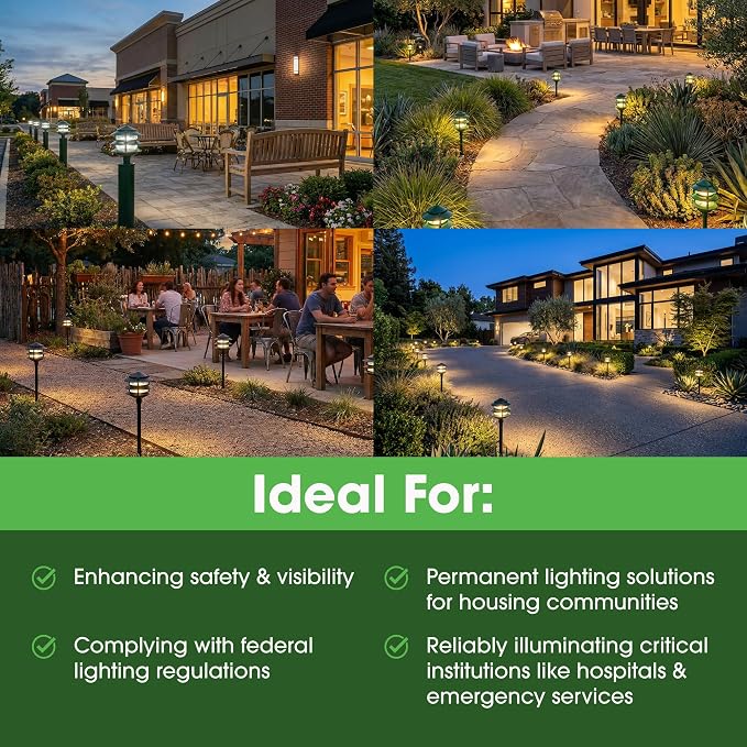 Greenfield Made in the USA Weatherproof Line-Voltage (120V) LED Outdoor Pathway Light – 3-Tier Permanent Outside Light for Walkway, Driveway & Landscaping – Professional Grade – Bronze
