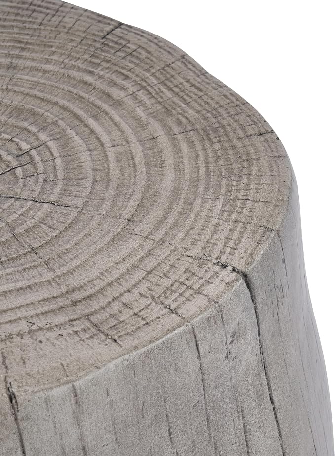 Christopher Knight Home Lomlyn Outdoor Tree Stump Side Table, Lightweight Concrete End Table, Accent Table with Natural Wood Form, Decorative Small Coffee Desk for Living Room Patio, Antique Grey