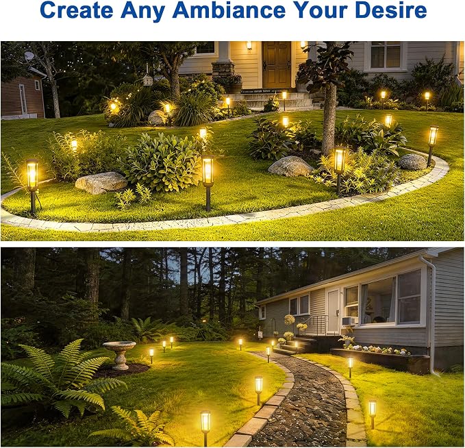 JEJOT Solar Pathway Lights Outdoor Waterproof, 8 Pack Solar Walkway Lights | Solar Light outdoor for Lawn Yard Garden Patio Driveway Decor Landscape, Warm White