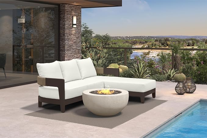 PURPLE LEAF Patio Furniture Set with Left-Arm Daybed 3 Pieces Modern Aluminum Sectional Sofa Outdoor Conversation Sets 7.87" Thick Removable Cushions and Pillows for Porch Yard Garden