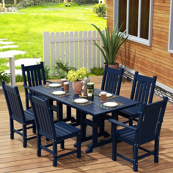 WestinTrends Malibu 71" Outdoor Patio Dining Table, Navy Blue
