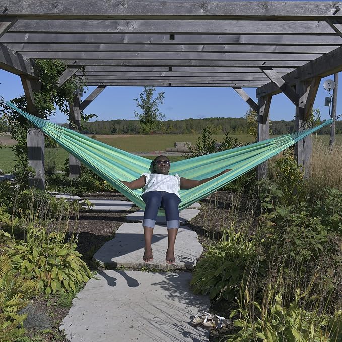 Vivere Latin Hammock Collection – Vibrant 100% Cotton Double Hammock, Supports 2 Adults - 450 lb Capacity (Viridis)