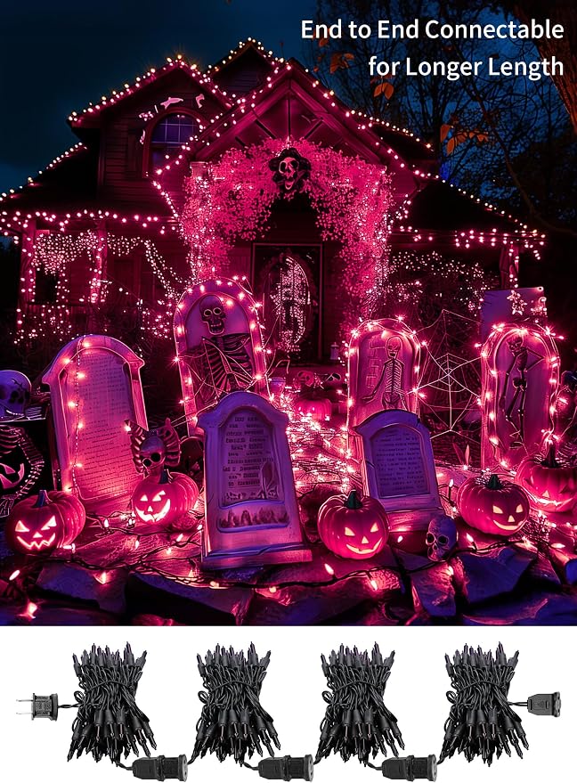 2 Pack Purple Halloween Mini Lights, 10 Feet 50 Count Mini String Lights | Total 100 Count Incandescent Bulb, Connectable Halloween Light for Haunted House Ghost Party Holiday Window Indoor Decoration