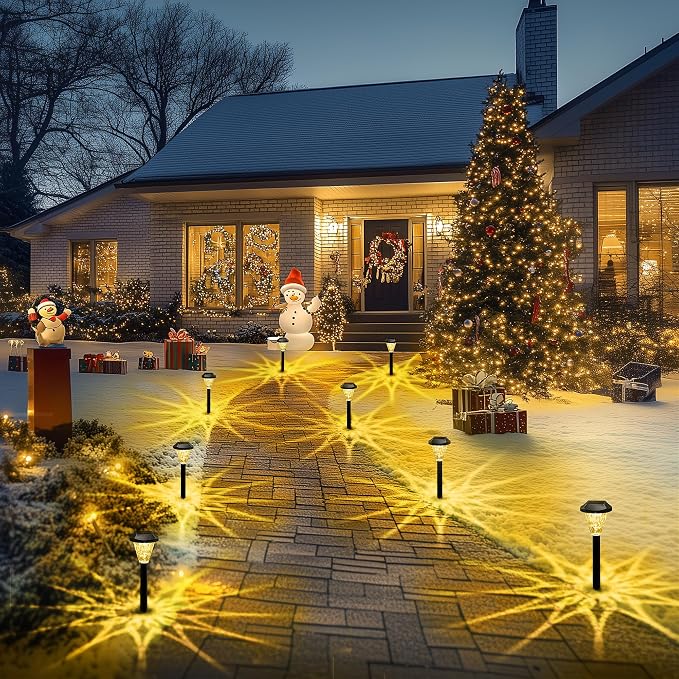 GIGALUMI 10 Pack Solar Lights Outdoor Waterproof, Solar Garden Lights | Outdoor Solar Lights for Yard, Yard Decorations Outdoor for Pathway, Patio, Garden, Driveway, Lawn, and Landscape(Warm White)