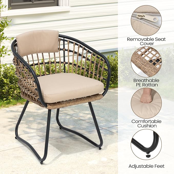 Pellebant 9-piece Outdoor Dining Set for 6-8 Person - Weather-Resistant Patio Dining Furniture Set, 94" Aluminum Outdoor Table with Umbrella Hole, Wicker Chair with Cushion for Deck, Porch, Backyard