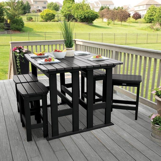 Highwood Lehigh 6pc Counter Height Balcony Dining Set, Black