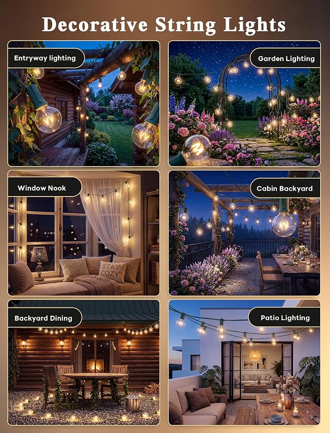 25Ft Christmas Outdoor String Light, G40 Globe Patio Lights with 27 Clear Glass Bulbs(2 Spare), Waterproof Connectable Hanging Christmas Lights for Backyard Porch Balcony Party Xmas Decor, Green Wire