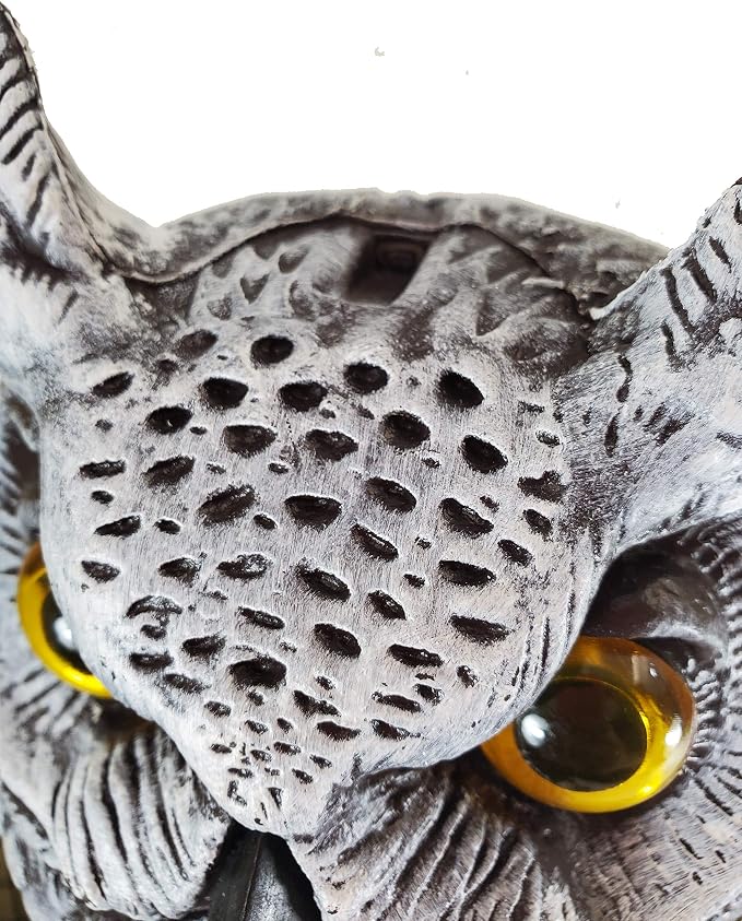 Dalen Fake Owl Decoy to Scare Birds Away from Gardens, Rooftops, and Patios - Scarecrow Provides Chemical-Free Pest Control - Safe and Humane, 16" Great Horned Owl - Snow White