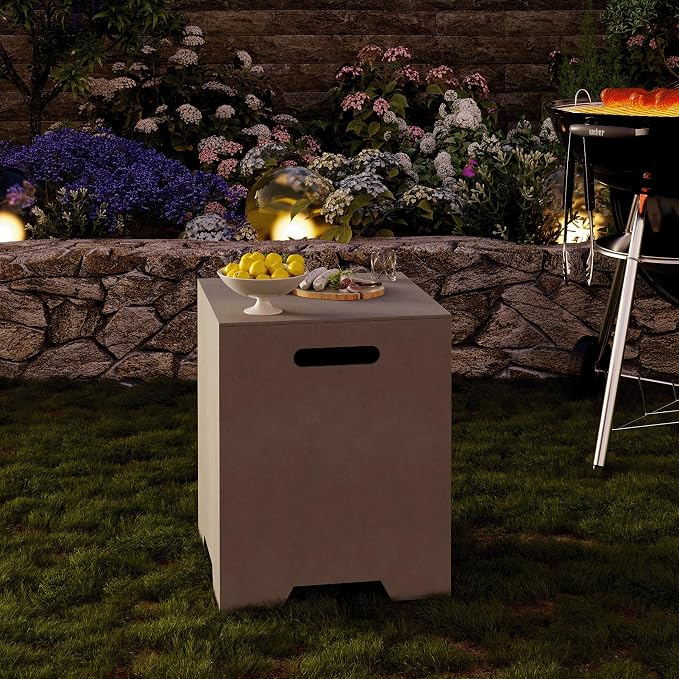 HOMPUS ABS Propane Tank Cover -10lbs Removable Panels,Multi-Functional Outdoor Side Table for 20lbs Tanks