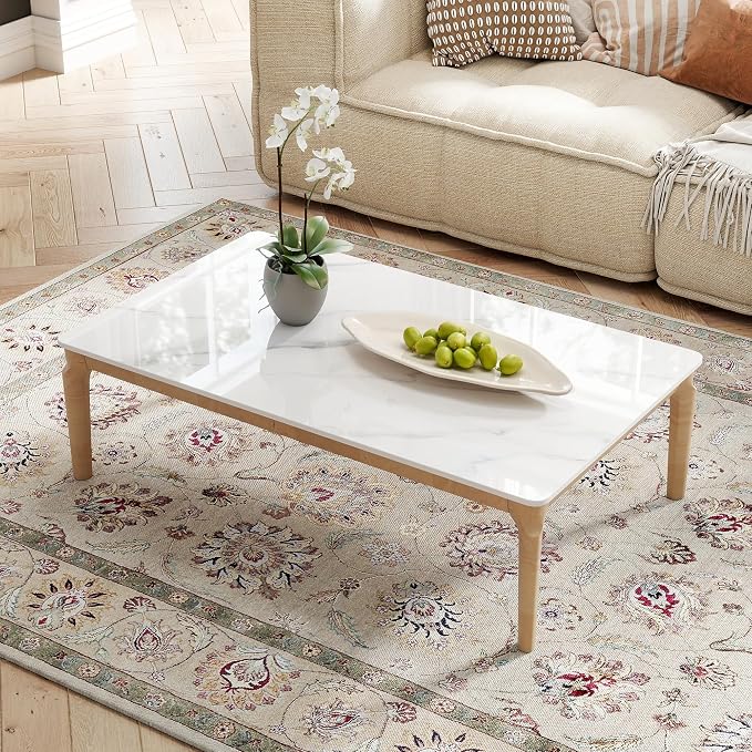 Rectangle Table Top,39.3” x 23.6 ” White Sintered Stone Tabletop, DIY Replacement & Cover Marble Desktop, Scratch & Wear Resistant, Easy to Clean, Suitable for Indoor & Outdoor