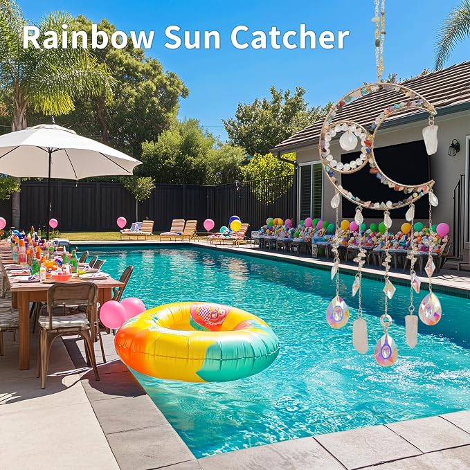 Crystal Suncatcher Window Hanging Decor Rainbow Maker Sun Catchers Indoor | Hand-plated rainbow maker with natural stones, boho hanging decoration for windows, with String & Hook,bedrooms and gifts