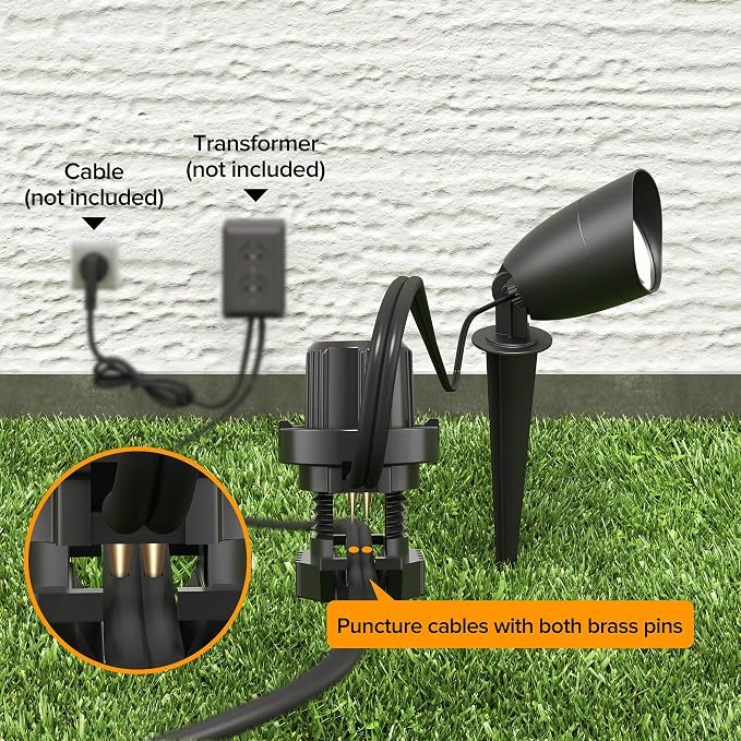 LUTEC 12V Low Voltage Landscape Lighting, Die-cast Aluminum Spot Lights with Connectors, IP65 Waterproof Outdoor Landscape Spotlights, 5W 550LM Warm White 3000K for Tree Garden Yard Pathway, 4 Pack