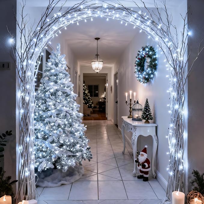 JMEXSUSS 168FT 600 LED White Christmas Lights Outdoor with Remote | Cool White String Lights Indoor Plug in Twinkle Christmas Tree Light for Room Party Wedding Festival Birthday Party Decor