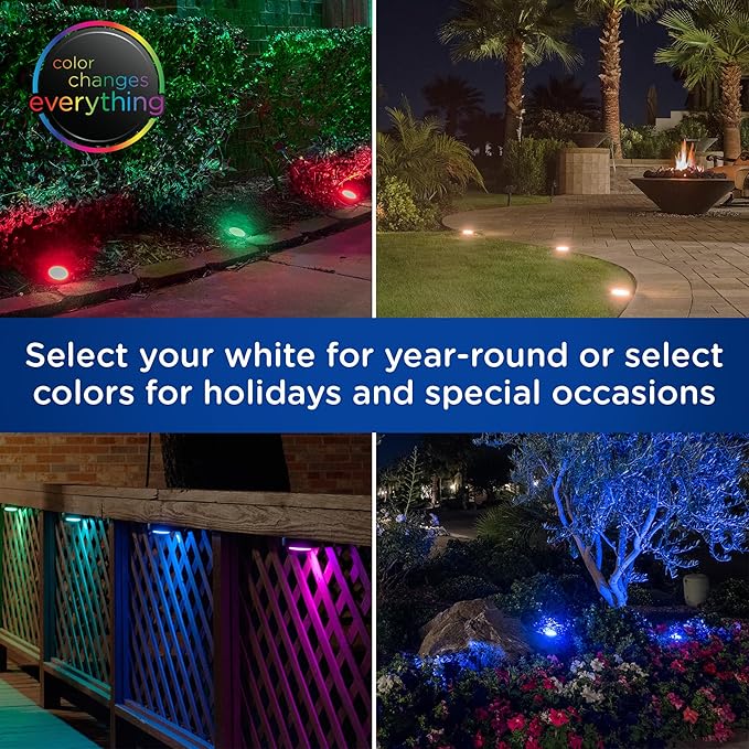 Enbrighten Landscape Lighting, 40ft, 6 Lights, Remote Control | Color Changing LEDs, Waterproof, Plastic Stakes, 8ft Spacing for Flexible Install, All-in-One Garden & Path Lighting Kit