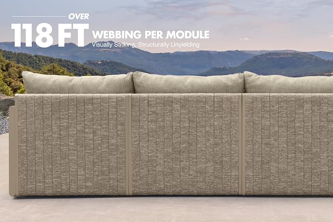 PURPLE LEAF 5 Pieces Patio Conversation Sets with 2-Person Chaise Lounge All Weather Outdoor Couch Sectional Set with Cushion Small Conversation Set for Garden Poolside Backyard Beige
