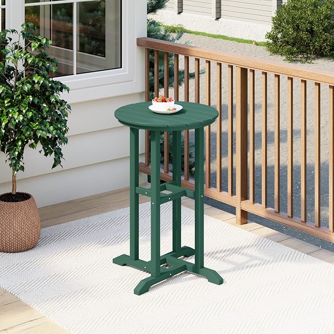 Costaelm Outdoor Bar Table, 37" Counter Height Round Patio Cocktail Bar Table, Patio Bar Table Bistro Dining Table Pub Table for Front Porch Deck, Backyard, Garden, Dark Green