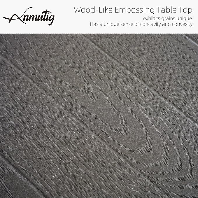 63" Wood-like Embossing Rectangle Outdoor Patio Dining Table for 6 Person | 63" x 38" x 28" Rectangle, Metal Wood-like Embossing Table Top, 1.57"-1.9" Adjustable Umbrella Hole, 6 Person Use
