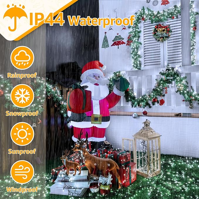 Ollny Cluster Lights Christmas 1000LED 49FT, Cool White Christmas Tree Lights 8 Modes Timer Remote, Waterproof String Lights for Outdoor Indoor Outside Garland Xmas Decorations