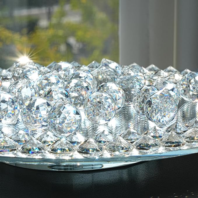 48pcs Clear Crystal Ball Prism 20mm Chandeliers Prism Sun Catcher Hanging | Rainbow Maker,Crystals Prisms Suncatchers for Windows,Glass Ball Ornaments For Christmas Tree,Chandeliers Crystals