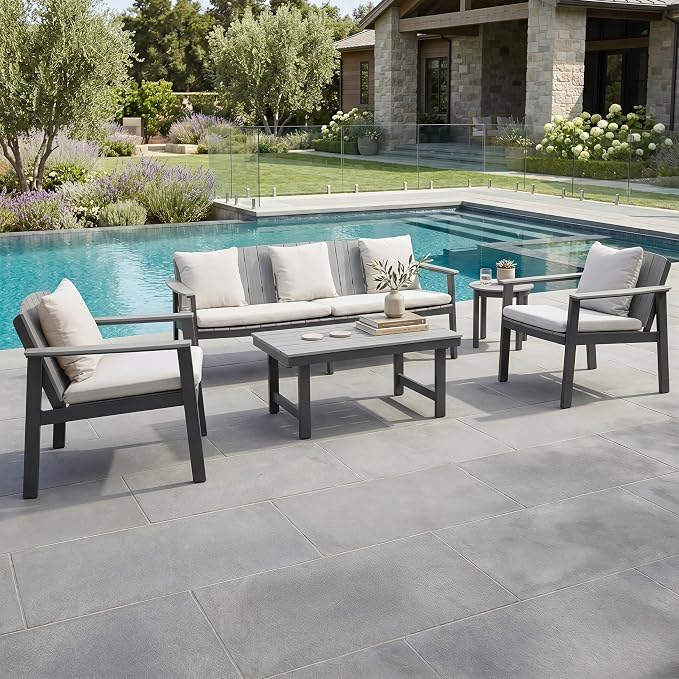 Outdoor Chair Cushions Set of 5, Patio Chair Cushions Waterproof Outdoor Patio Seat Cushions for Patio Furniture Couch Sofa, Fastness High Density Foam with Zipper Design