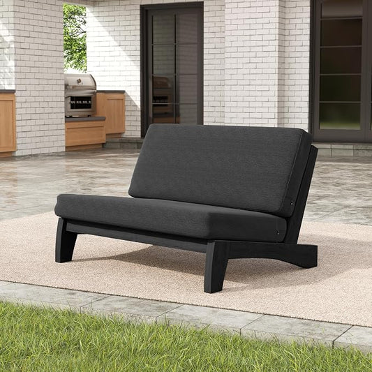 Pia Ricoo 1-Piece Patio Furniture Set, Outdoor Loveseat with 4.5-Inch Thick Cushions, All-Weather Outdoor Sofa for Backyard, Deck, Lawn - Drak/Dark