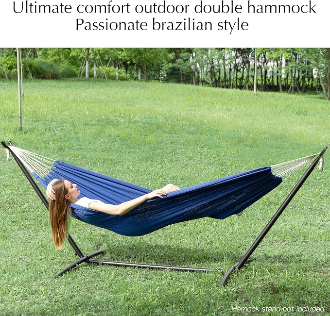 PNAEUT Double Hammocks for Outside, Replacement Outdoor Tree Hammock for Indoor Patio Porch Garden (Navy, Medium)