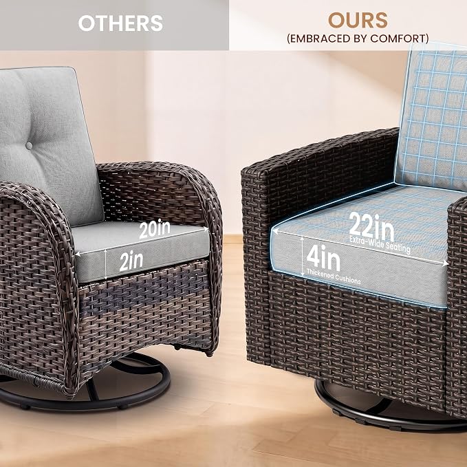 Patio Furniture Set - All-Weather - 3 Piece Wicker Outdoor Patio Conversation Set, Modular Rattan Sectional Sofa for Backyard, Garden, Patio, Poolside